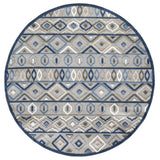 8? Round Gray Blue Aztec Pattern Indoor Outdoor Area Rug