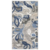 3? x 5? Blue Gray Jacobean Floral Indoor Outdoor Area Rug