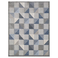 2? x 4? Blue Gray Triangle Indoor Outdoor Area Rug