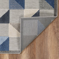 2? x 4? Blue Gray Triangle Indoor Outdoor Area Rug