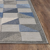 2? x 4? Blue Gray Triangle Indoor Outdoor Area Rug