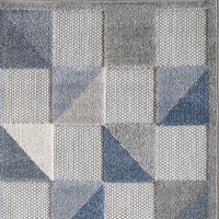 2? x 4? Blue Gray Triangle Indoor Outdoor Area Rug