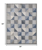 3? x 5? Blue Gray Triangle Indoor Outdoor Area Rug