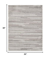 2? x 4? Gray Abstract Striped Indoor Outdoor Area Rug