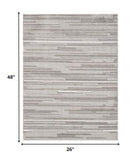 2? x 4? Gray Abstract Striped Indoor Outdoor Area Rug