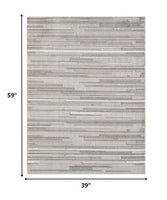 3? x 5? Gray Abstract Striped Indoor Outdoor Area Rug