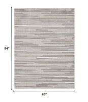 5? x 7? Gray Abstract Striped Indoor Outdoor Area Rug