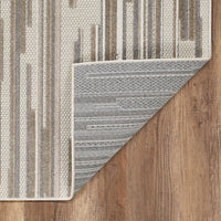 5? x 7? Gray Abstract Striped Indoor Outdoor Area Rug