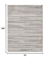 7? x 9? Gray Abstract Striped Indoor Outdoor Area Rug
