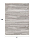 7? x 9? Gray Abstract Striped Indoor Outdoor Area Rug