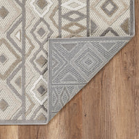 2? x 4? Gray Ivory Aztec Pattern Indoor Outdoor Area Rug