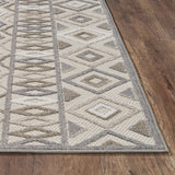 2? x 4? Gray Ivory Aztec Pattern Indoor Outdoor Area Rug