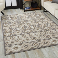 2? x 4? Gray Ivory Aztec Pattern Indoor Outdoor Area Rug