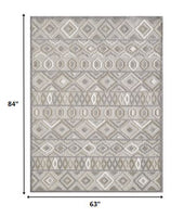 5? x 7? Gray Ivory Aztec Pattern Indoor Outdoor Area Rug