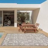 5? x 7? Gray Ivory Aztec Pattern Indoor Outdoor Area Rug