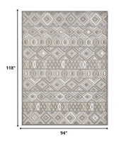8? x 10? Gray Ivory Aztec Pattern Indoor Outdoor Area Rug
