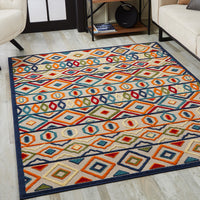 7? x 9? MultiAztec Pattern Indoor Outdoor Area Rug