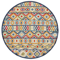 8? Round Multicolor Aztec Pattern Indoor Outdoor Area Rug