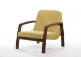 31" Gold and Walnut Retro Modern Wood Armchair