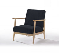 31" Black and Natural Oak Low Seat Modern Armchair