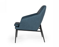 35" Dark Teal Faux Leather and Black Metal Modern Armchair
