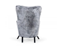 Mid Century Glam Grey Faux Fur Accent Chair