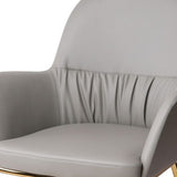34" Mod Gray Faux Leather and Gold Accent Chair
