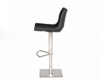 Industrial 43" Black Faux Leather Adjustable Bar Stool