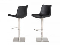 Industrial 43" Black Faux Leather Adjustable Bar Stool