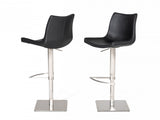 Industrial 43" Black Faux Leather Adjustable Bar Stool