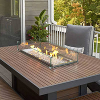 42" Rectangular Glass Fire Pit Flame Protector