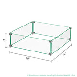 20" Square Glass Fire Pit Flame Guard