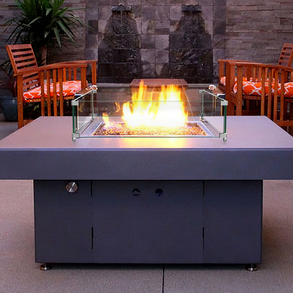 24" Square Glass Fire Pit Flame Guard