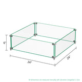 24" Square Glass Fire Pit Flame Guard