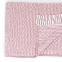 Pink and White Dreamy Soft Herringbone Throw Blanket