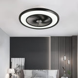 22" Modern Black and White Invisible Blade Ceiling Fan and Light