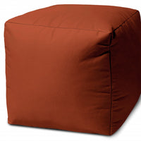 17  Cool Dark Amber Rust Solid Color Indoor Outdoor Pouf Ottoman