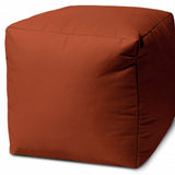 17  Cool Dark Amber Rust Solid Color Indoor Outdoor Pouf Ottoman