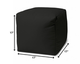 17  Cool Jet Black Solid Color Indoor Outdoor Pouf Ottoman