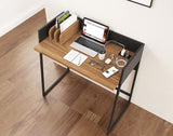 Contemporary Brown and Black Computer And Writing Desk with USB Port