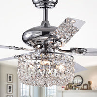 Silver 49.2 inches Indoor Chrome Finish Remote Controlled Ceiling Fan