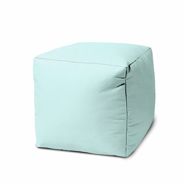 17  Cool Pale Aqua Solid Color Indoor Outdoor Pouf Cover