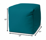 17  Cool Dark Teal Solid Color Indoor Outdoor Pouf Cover