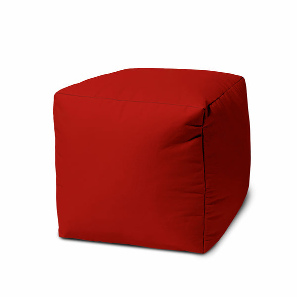 17  Cool Primary Red Solid Color Indoor Outdoor Pouf Cover