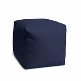17  Cool Warm Indigo Blue Solid Color Indoor Outdoor Pouf Cover