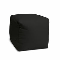 17  Cool Jet Black Solid Color Indoor Outdoor Pouf Cover
