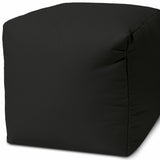 17  Cool Jet Black Solid Color Indoor Outdoor Pouf Cover