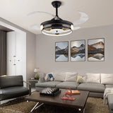 Modern Black Ceiling Lamp With Retractable Fan