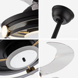 Modern Black Ceiling Lamp With Retractable Fan