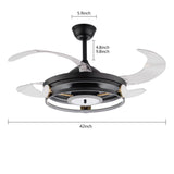 Modern Black Ceiling Lamp With Retractable Fan